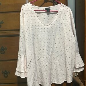 Liz Claiborne XXL light pink and black polka dot top